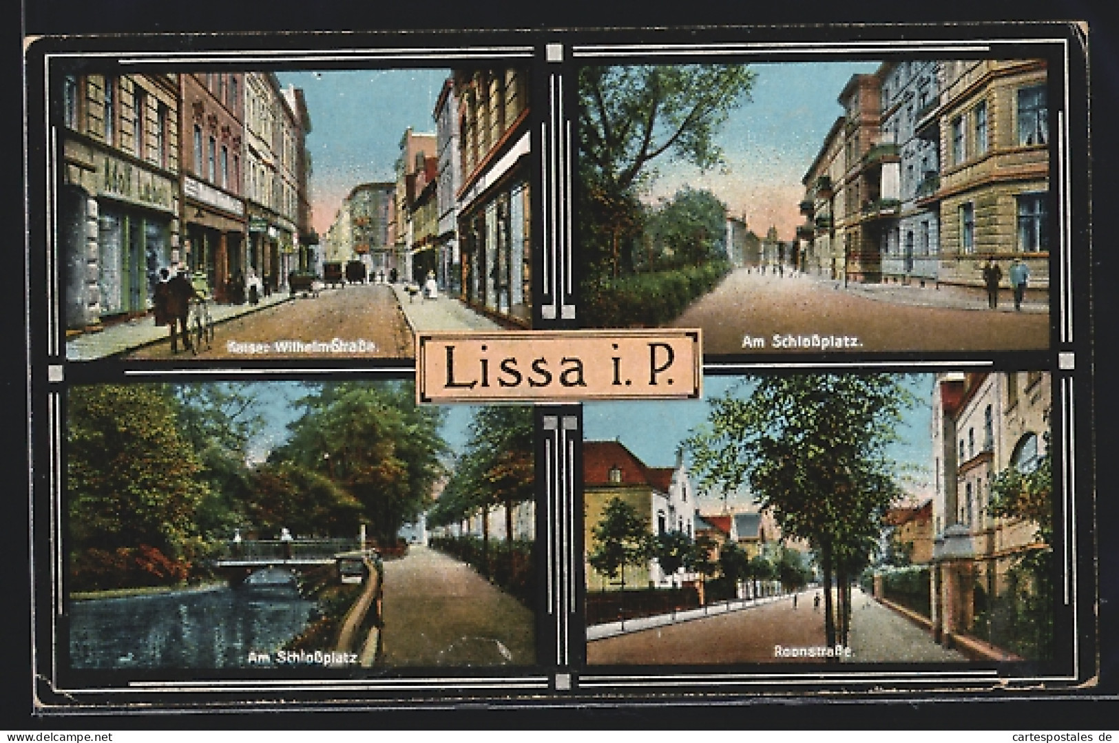AK Lissa I. P., Kaiser Wilhelm-Strasse, Roonstrasse Und Am Schlossplatz  - Posen
