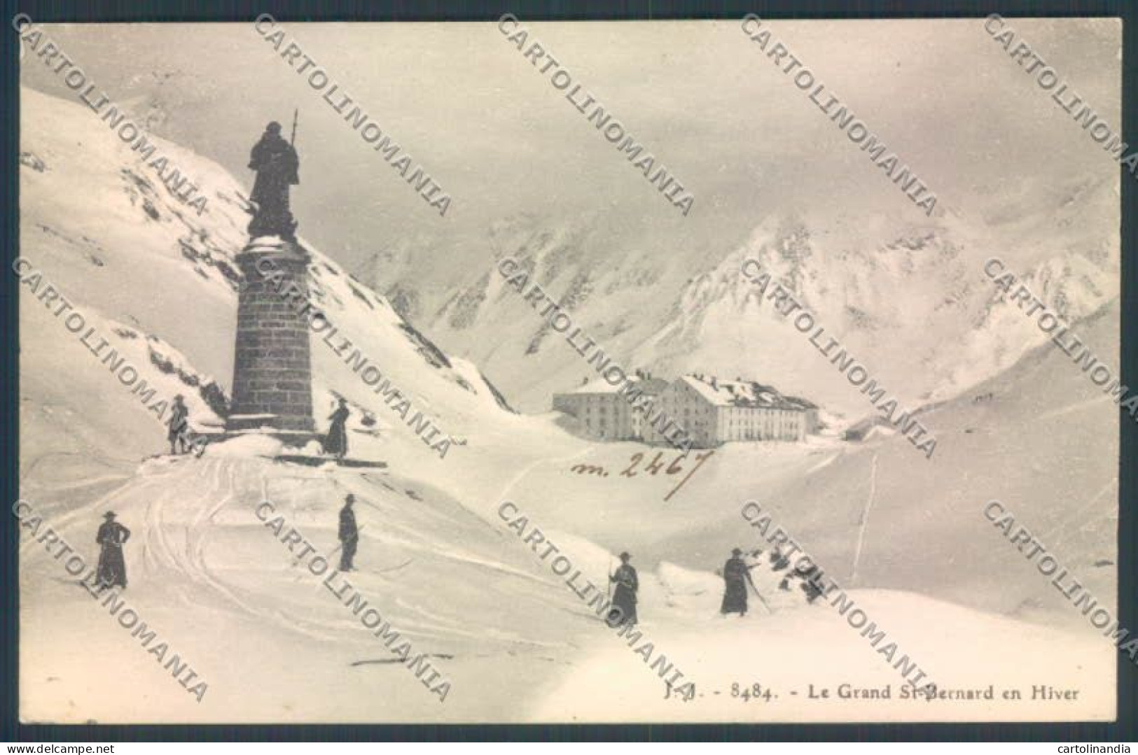 Aosta Gran San Bernardo Nevicata Sci Cartolina ZQ4696 - Aosta