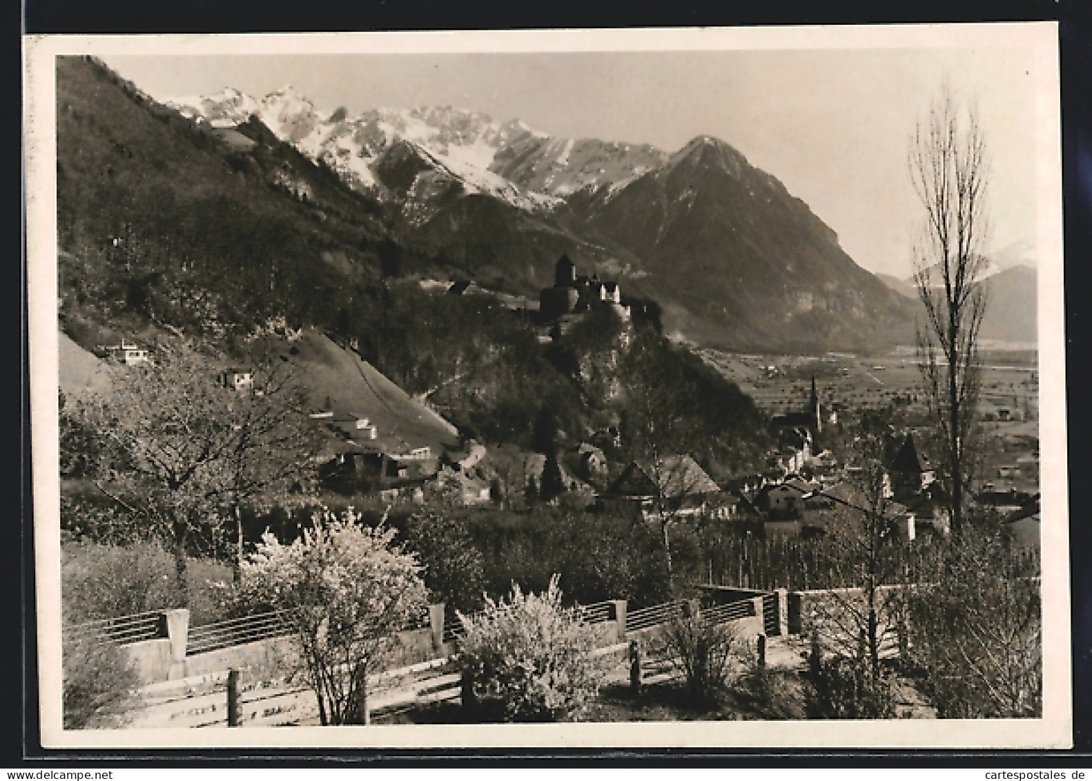 AK Vaduz, Schloss Und Ort Aus Der Vogelschau  - Liechtenstein