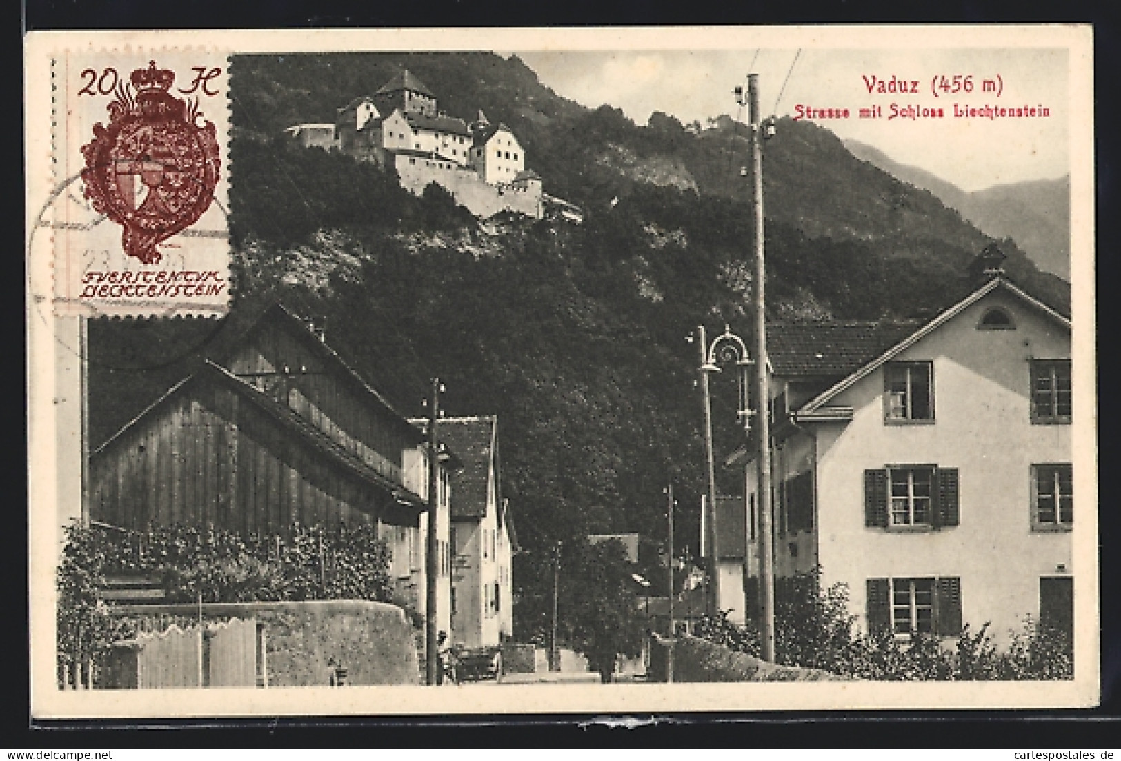 AK Vaduz, Strasse Mit Schloss Liechtenstein  - Liechtenstein