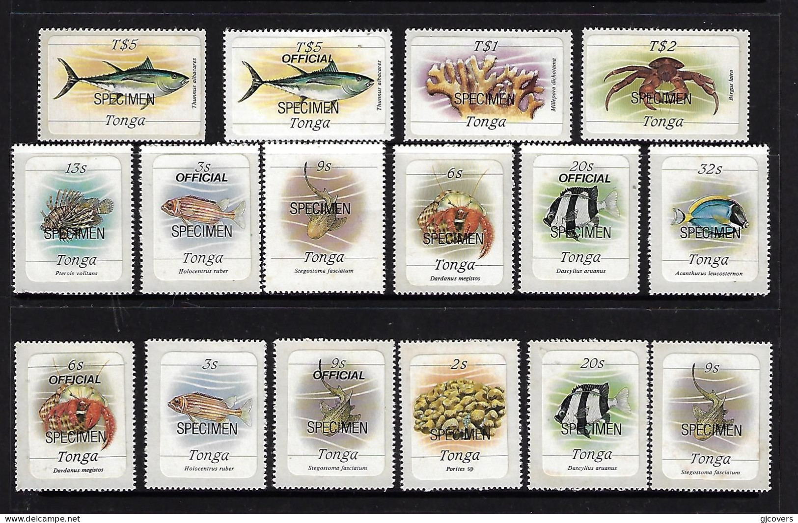 Tonga 1984 Marine Life All Different X 16 Specimen - Marine Life