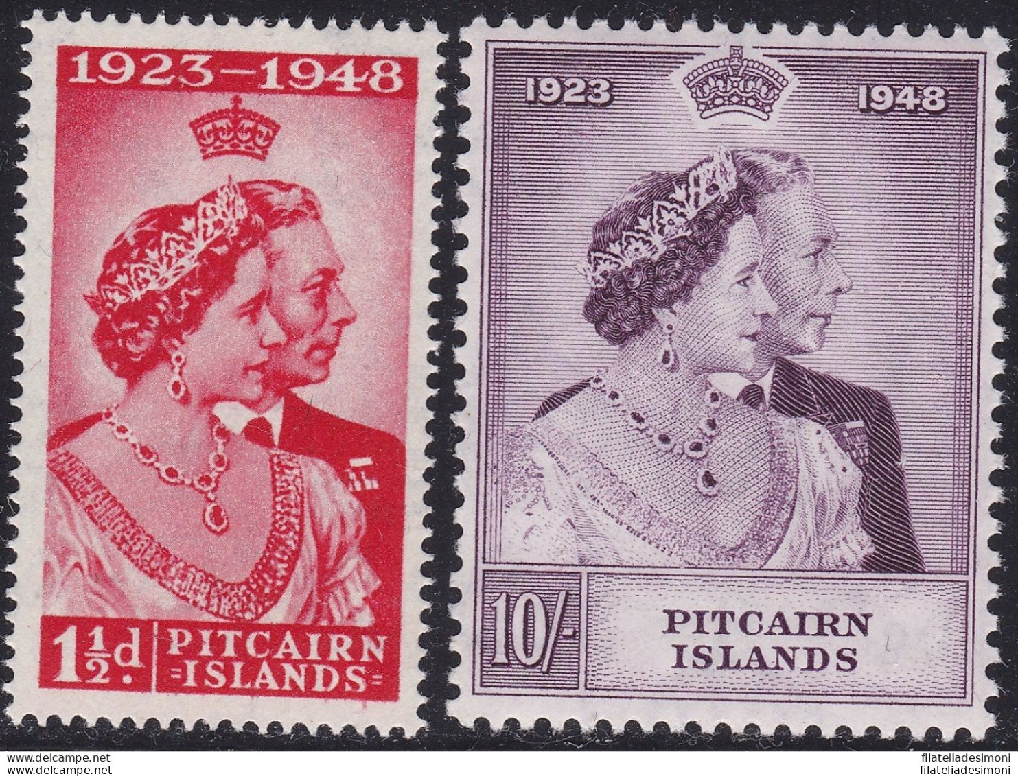 1949 Pitcairn Islands, Stanley Gibbons N. 11/12 - Silver Royal Wedding - Serie D - Autres & Non Classés