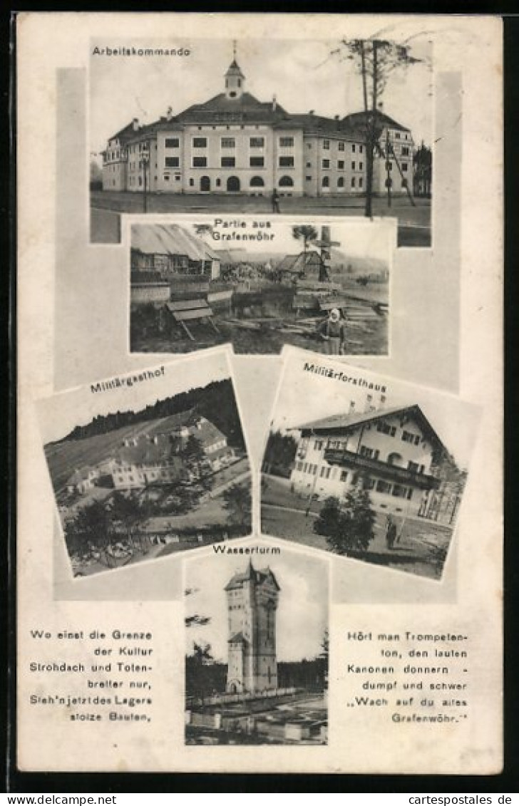AK Grafenwöhr, Arbeitskommando, Militärgasthof, Wasserturm  - Grafenwöhr