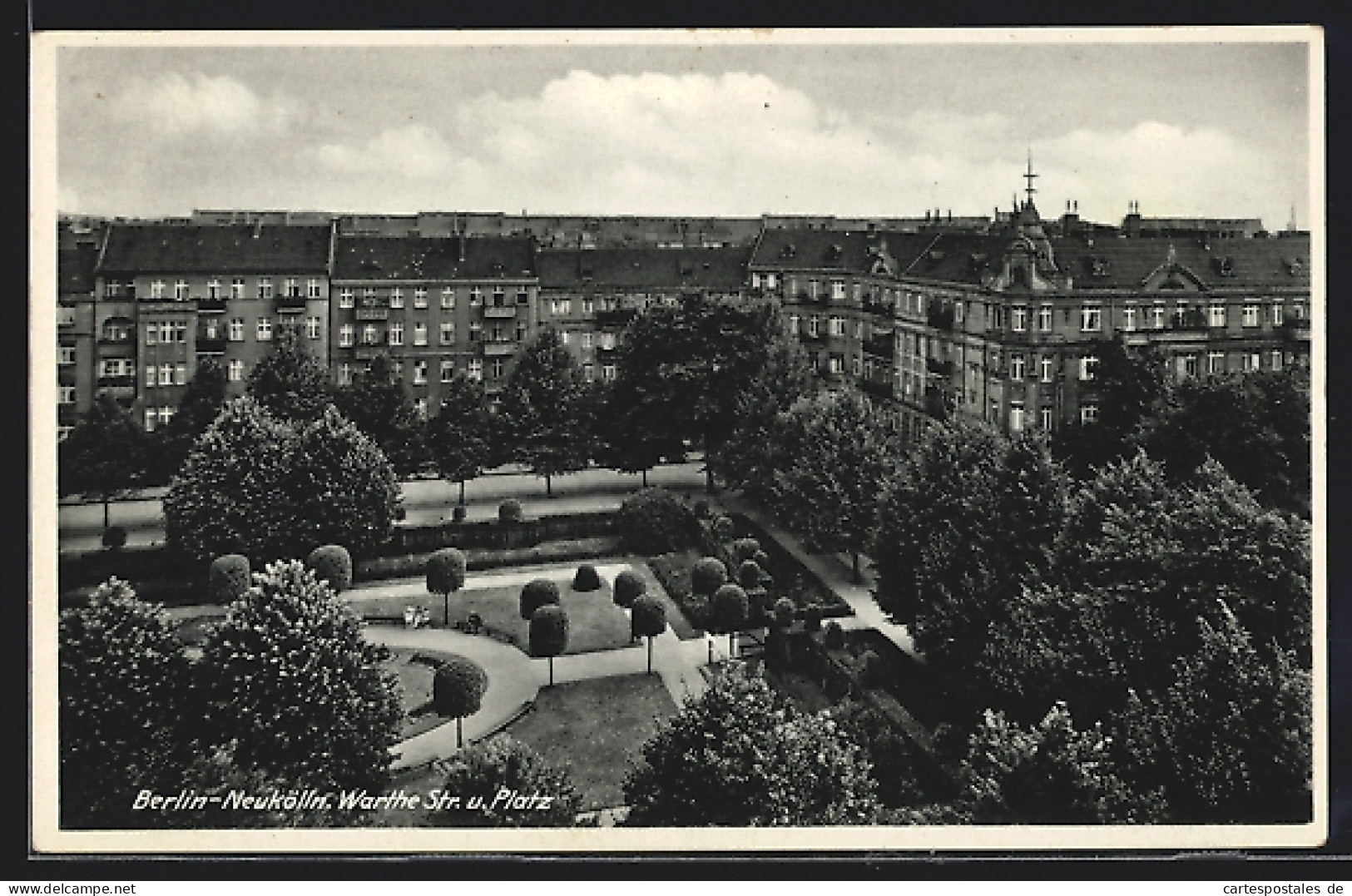 AK Berlin-Neukölln, Warthe-Strasse Und Platz Aus Der Vogelschau  - Neukölln