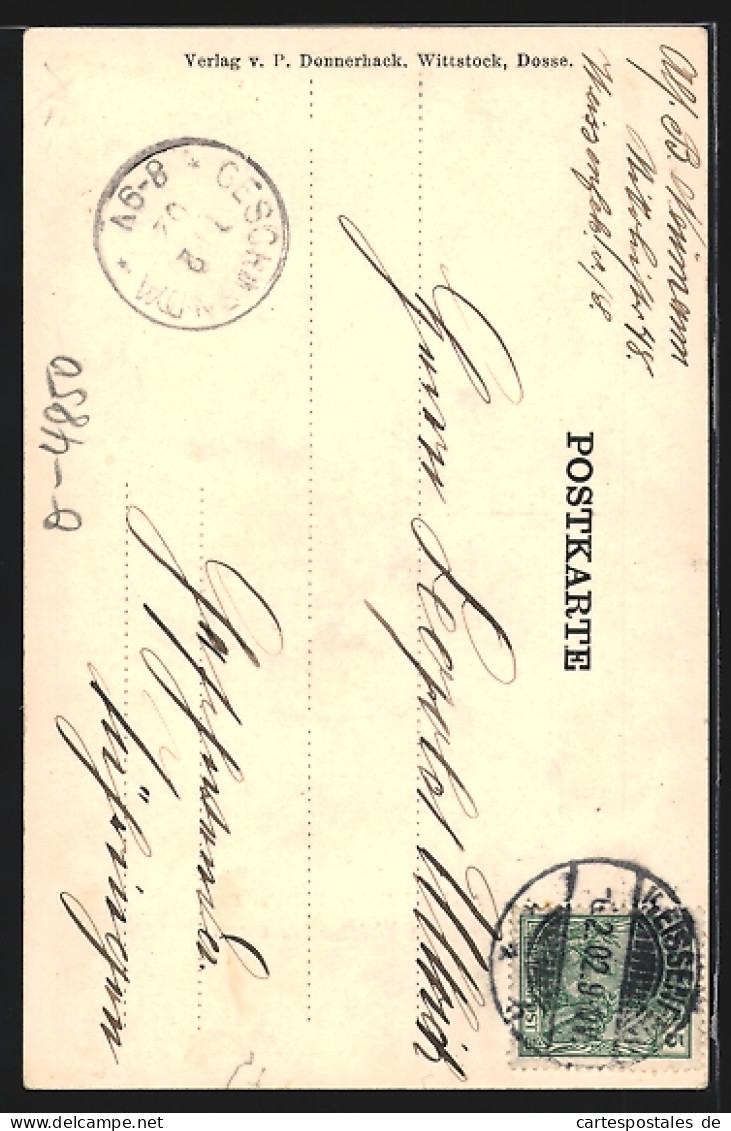 Passepartout-Lithographie Weissenfels /Th., Denkmal Kaiser Wilhelm I., Kornblumen Und Ähren  - Weissenfels