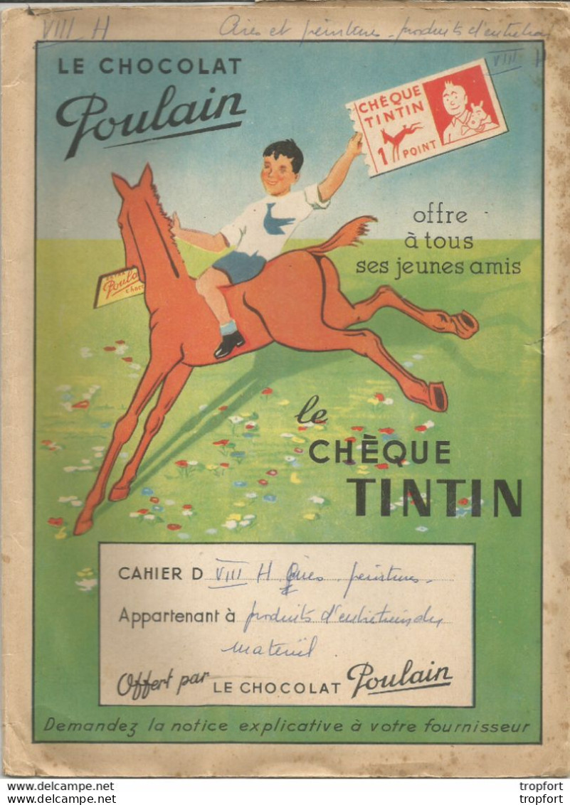 CG1 / Protège Cahier ANCIEN Chocolat POULAIN TINTIN Hergé CHEQUE TINTIN - Copertine Di Libri