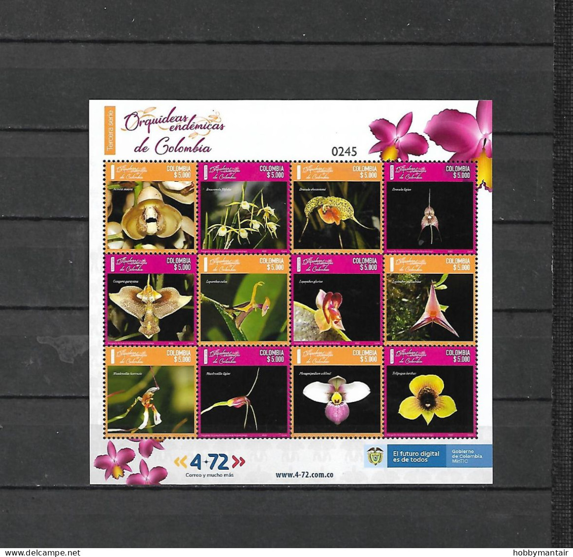 COLOMBIA, 2022 ,FLOWERS- ORCHIDS, S/S., MNH **NEW! - Orchids