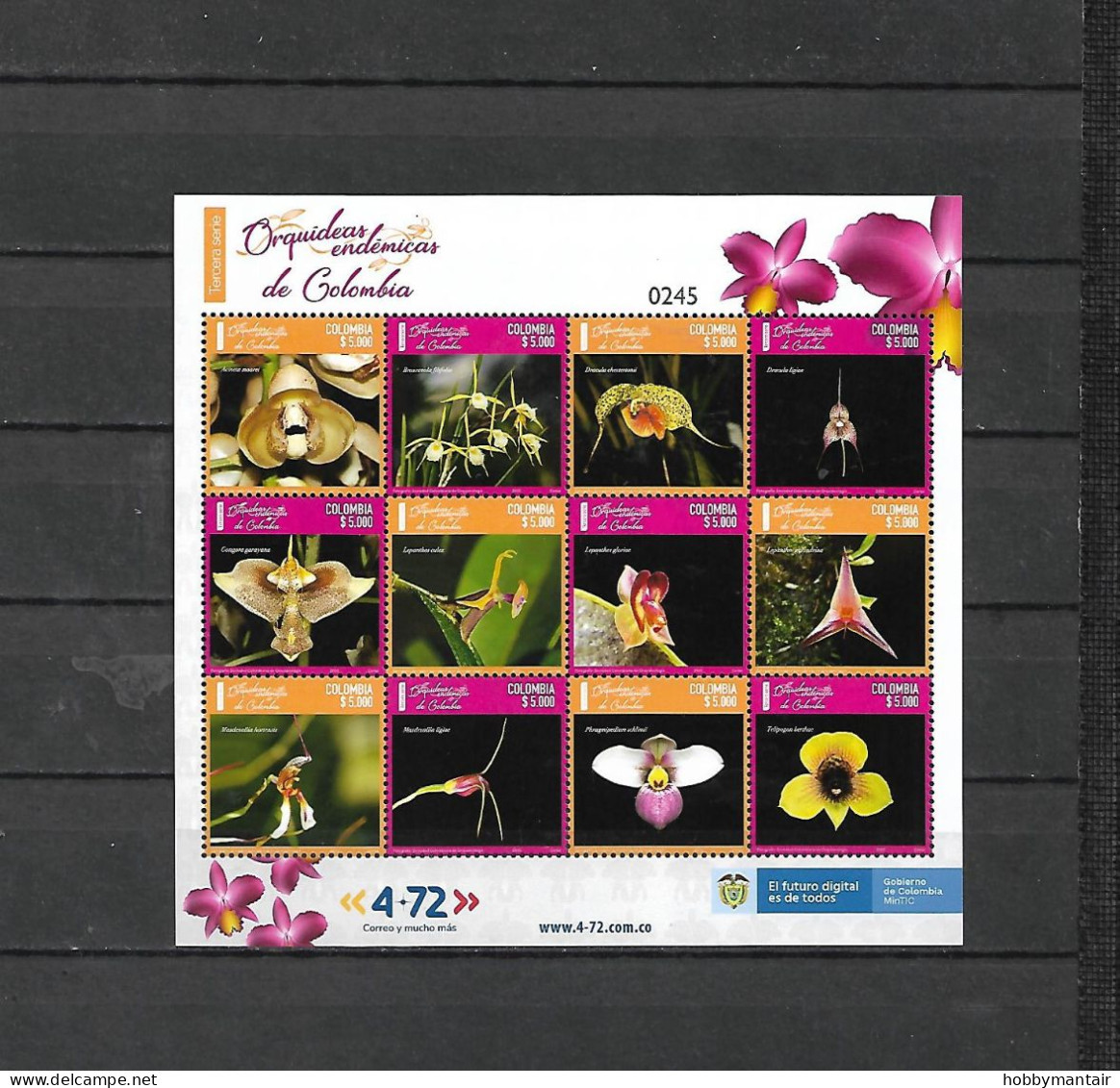 COLOMBIA, 2022 ,FLOWERS- ORCHIDS, S/S., MNH **NEW! - Orchidee