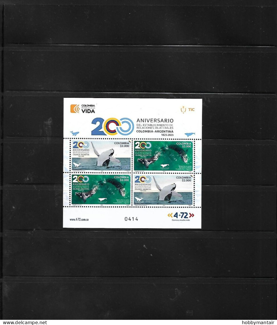 COLOMBIA-ARGENTINA, 2023 ,WHALES, M/S, MNH ** NEW! - Walvissen