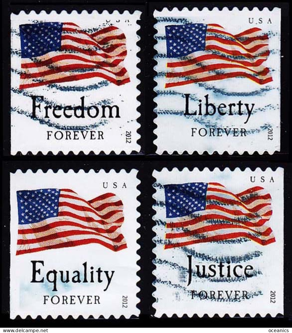 Etats-Unis / United States (Scott No.4673-76 - Drapeau / US / Flag) (o) Bk Single Set Of 4 - Gebraucht