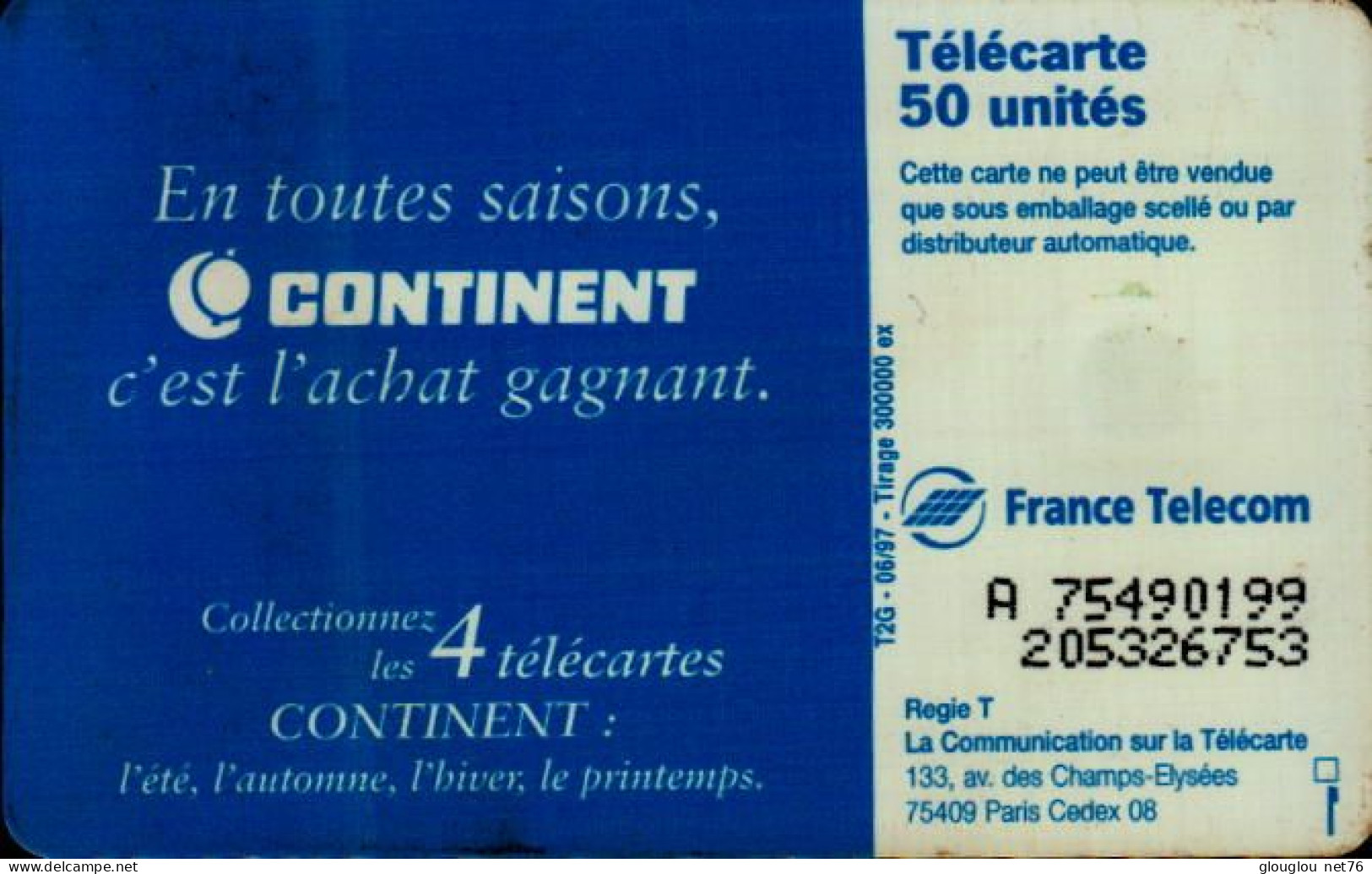 TELECARTE 50...CONTINENT...L'ETE - 50 Unités   