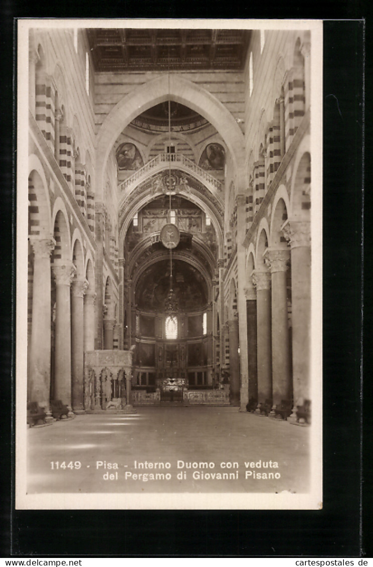 Cartolina Pisa, Interno Duomo Con Veduta Del Pergamo Di Giovanni Pisano  - Pisa