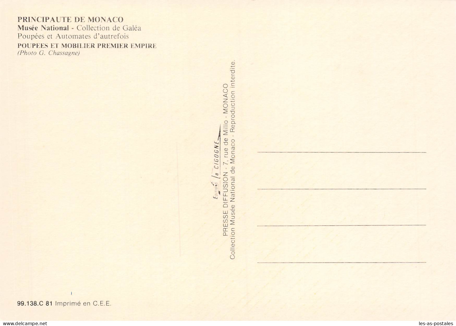 98 MONACO MUSEE NATIONAL POUPEES ET AUTOMATES - Monte-Carlo