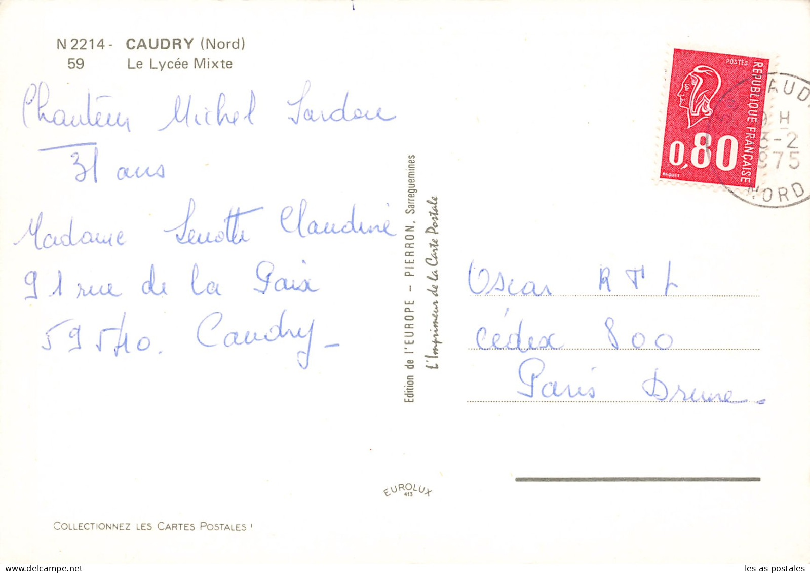 59 CAUDRY LE LYCEE MIXTE - Caudry