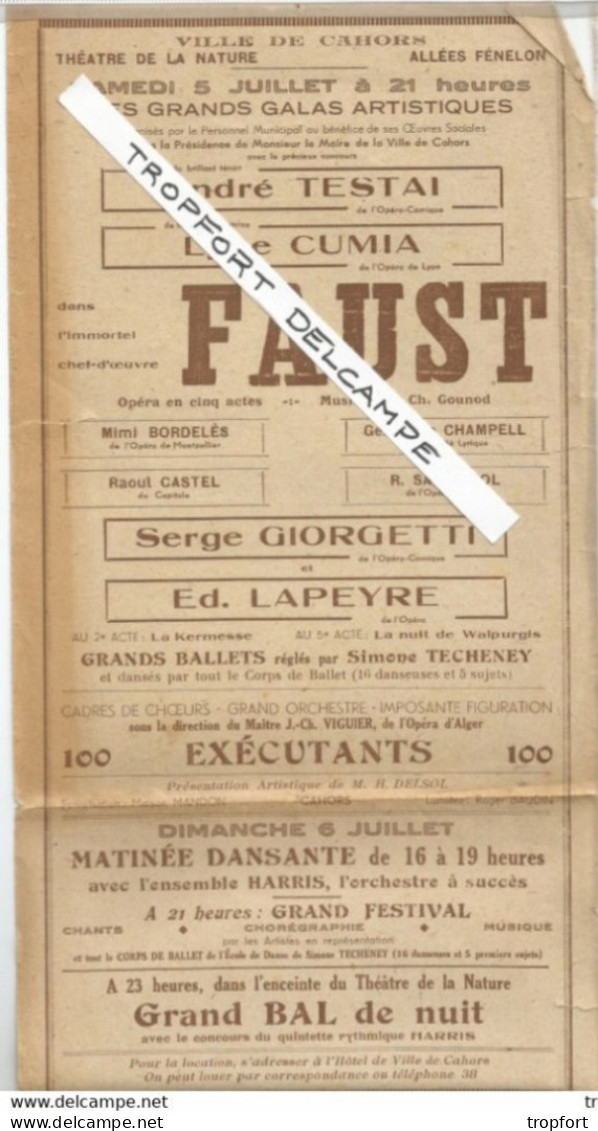 PN / Vintage // Affichette PROGRAMME Ville De CAHORS  FAUST  Theatre Opera // GIORGETTI LAPEYRE - Programme