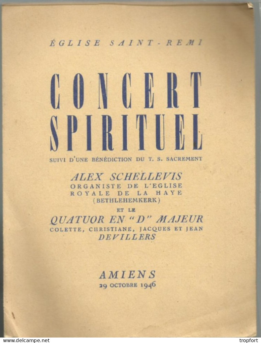 PL / Programme Concert Spirituel  Amiens 1946 EGLISE SAINT REMY // ORGUE ALEX SCHELLEVIS - Programs