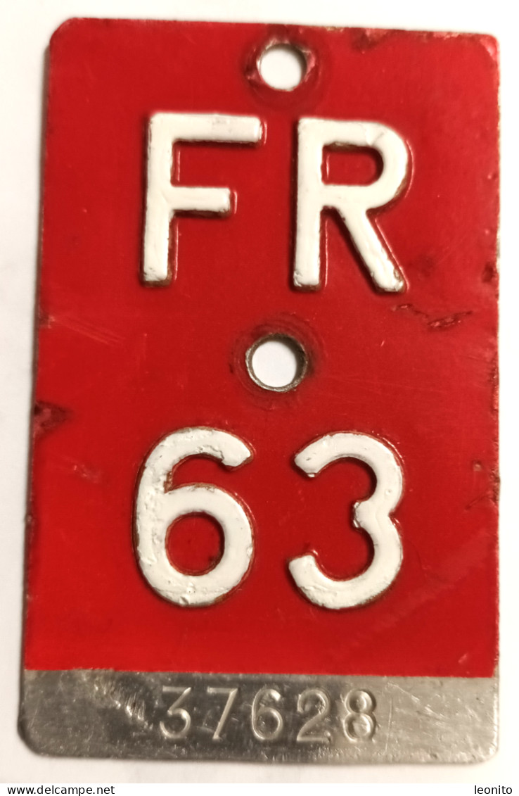 Velonummer Fribourg FR 63 - Nummerplaten