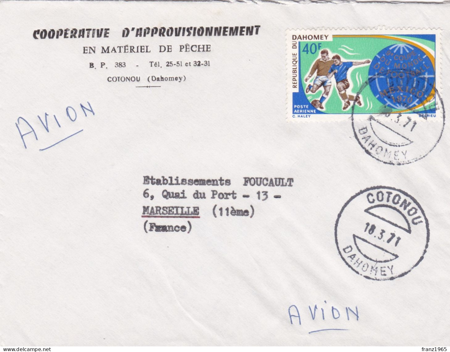 From Dahomey To France - 1971 - Football World Cup - Benin - Dahomey (1960-...)