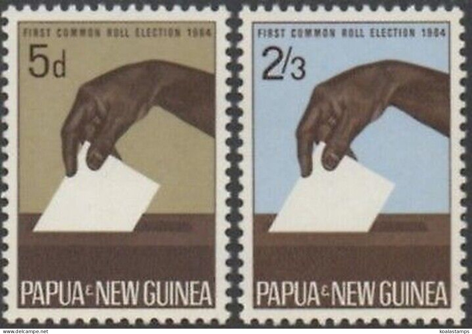 Papua New Guinea 1964 SG55-56 5d Casting Vote Set MNH - Papua Nuova Guinea