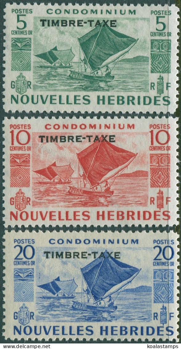 New Hebrides French Due 1953 SGFD92-FD94 Outrigger Canoes TIMBRE-TAXE MLH - Altri & Non Classificati