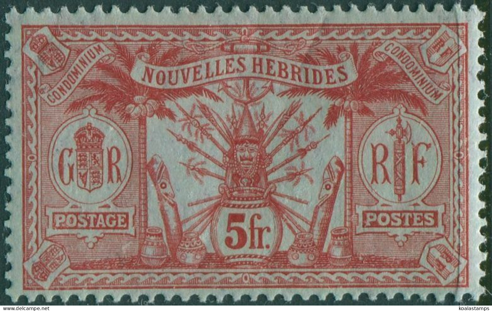 New Hebrides French 1911 SGF21 5f Red/green Weapons Idols MNH - Sonstige & Ohne Zuordnung