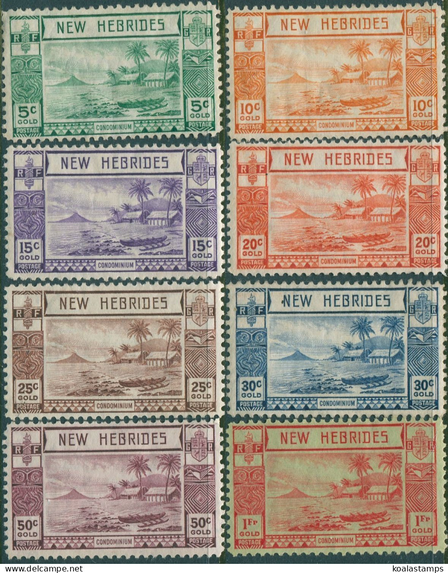 New Hebrides 1938 SG52-60 Islands And Outrigger Canoe (8) MH - Autres & Non Classés