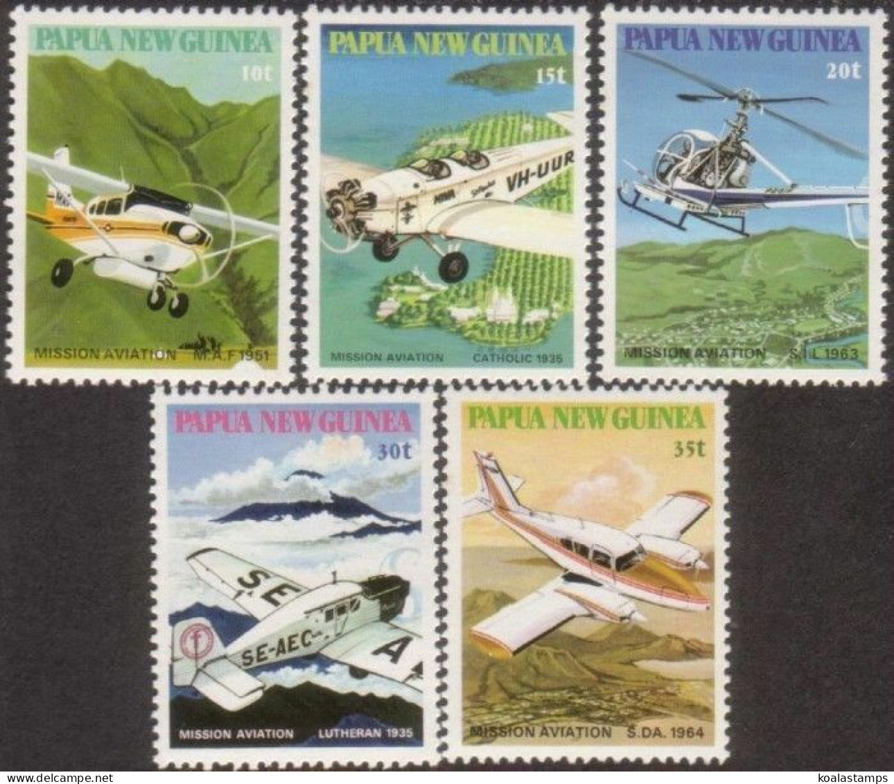 Papua New Guinea 1981 SG412-416 Mission Avation Set MNH - Papua-Neuguinea