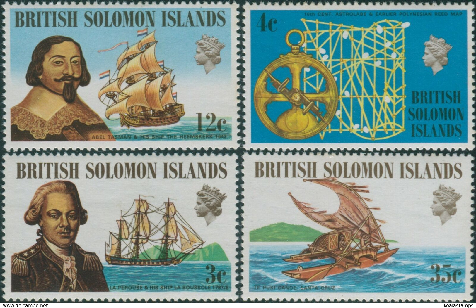 Solomon Islands 1971 SG201-204 Ships And Navigators Set MLH - Salomon (Iles 1978-...)