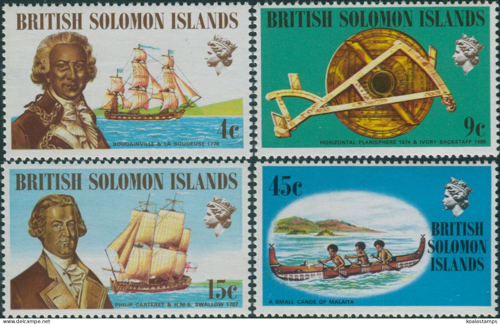 Solomon Islands 1972 SG215-218 Ships And Navigators Set MLH - Solomon Islands (1978-...)