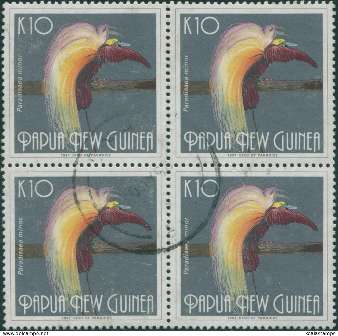 Papua New Guinea 1991 SG650 K10 Lesser Bird Of Paradise Block FU - Papouasie-Nouvelle-Guinée