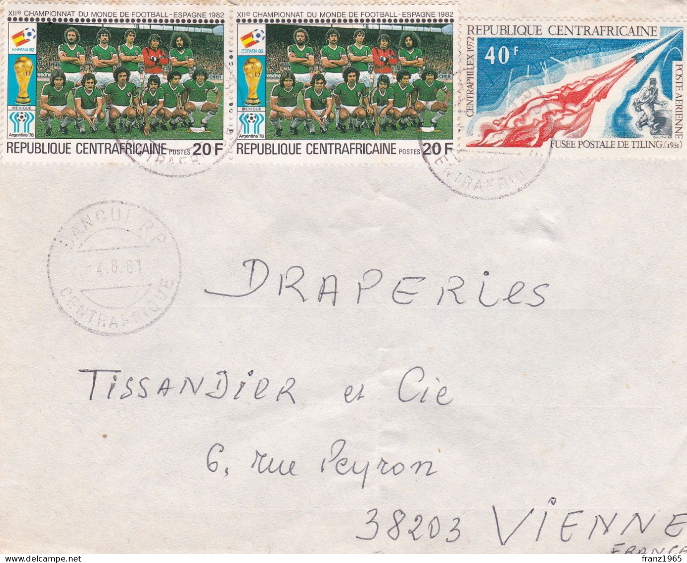 From Central African Republic To France - 1981 - Camerun (1960-...)