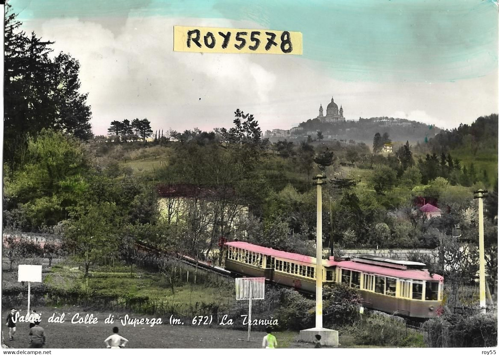 Piemonte-torino Superga Saluti Dal Colle Di Superga La Tranvia Veduta Treno In Transito - Trasporti