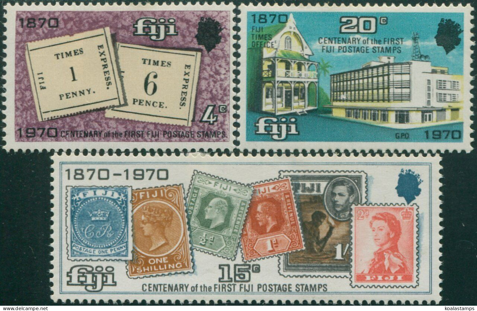 Fiji 1970 SG432-434 Stamp Centenary Set MLH - Fiji (1970-...)