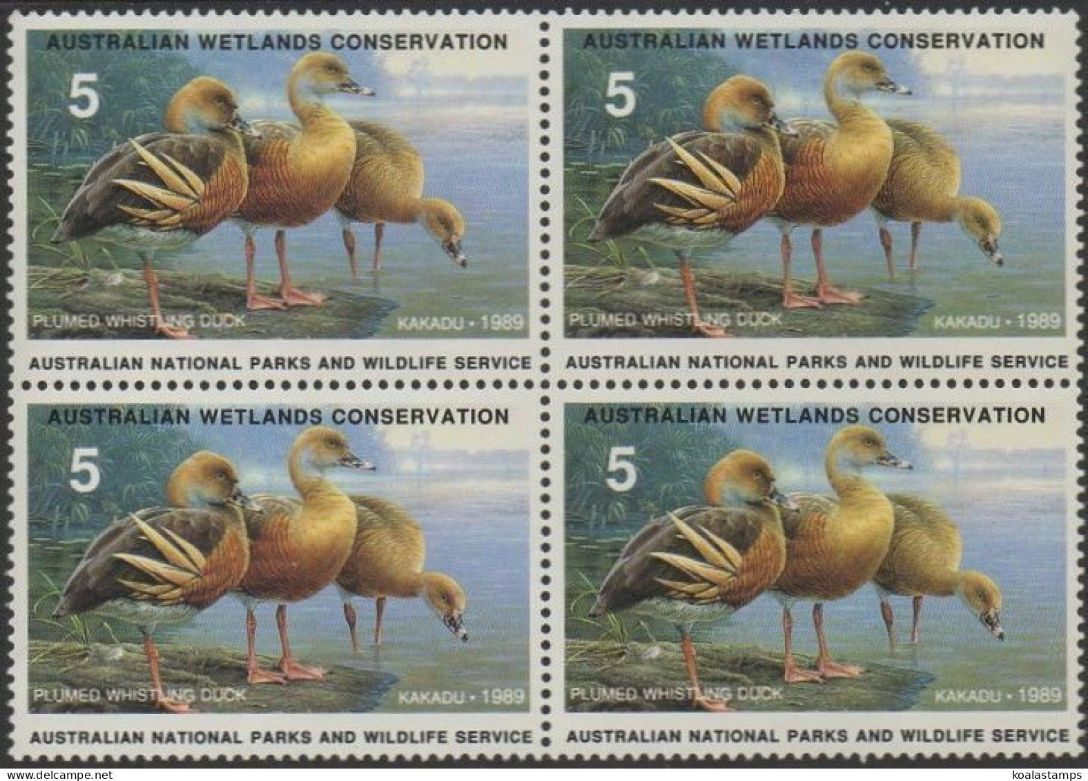 Australia Cinderella Ducks 1989 $5 Duck Block Of 4 MNH - Cinderellas
