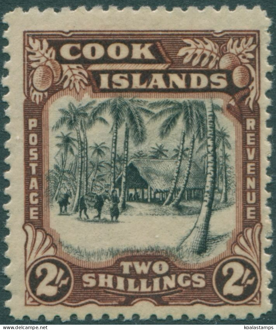 Cook Islands 1938 SG128 2/- Native Village MLH - Cookeilanden