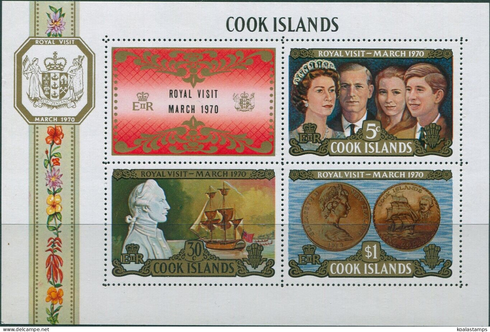 Cook Islands 1970 SG331 Royal Visit MS MNH - Cookeilanden