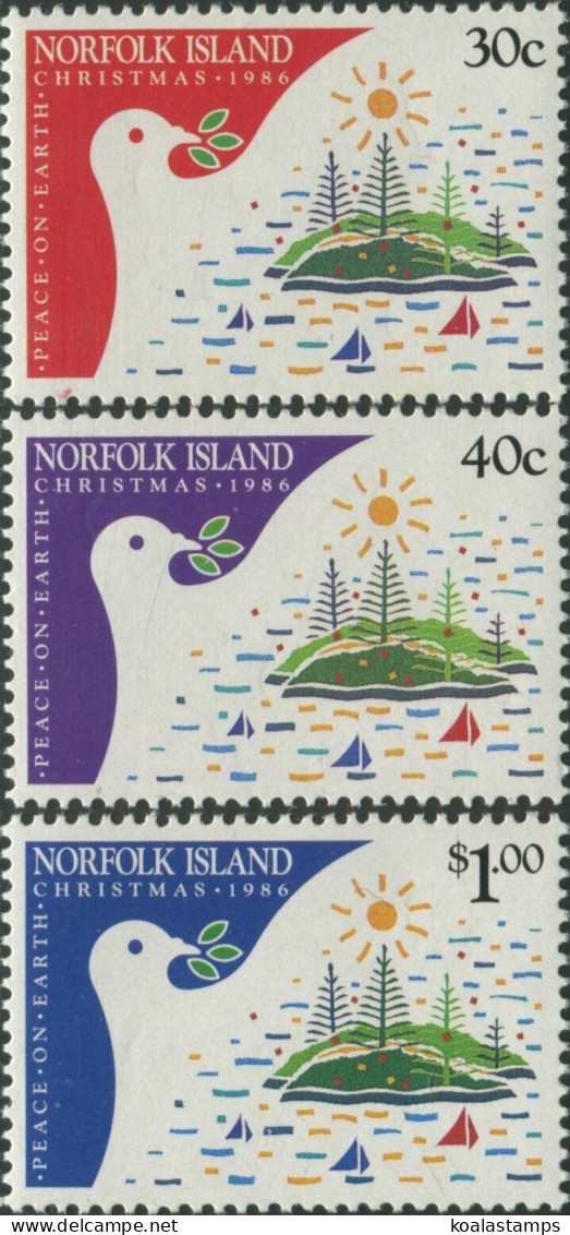 Norfolk Island 1986 SG393-395 Christmas Stylized Dove Set MNH - Isla Norfolk