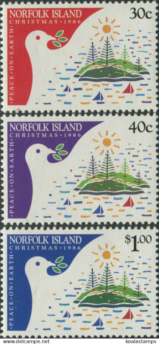 Norfolk Island 1986 SG393-395 Christmas Stylized Dove Set MNH - Isola Norfolk