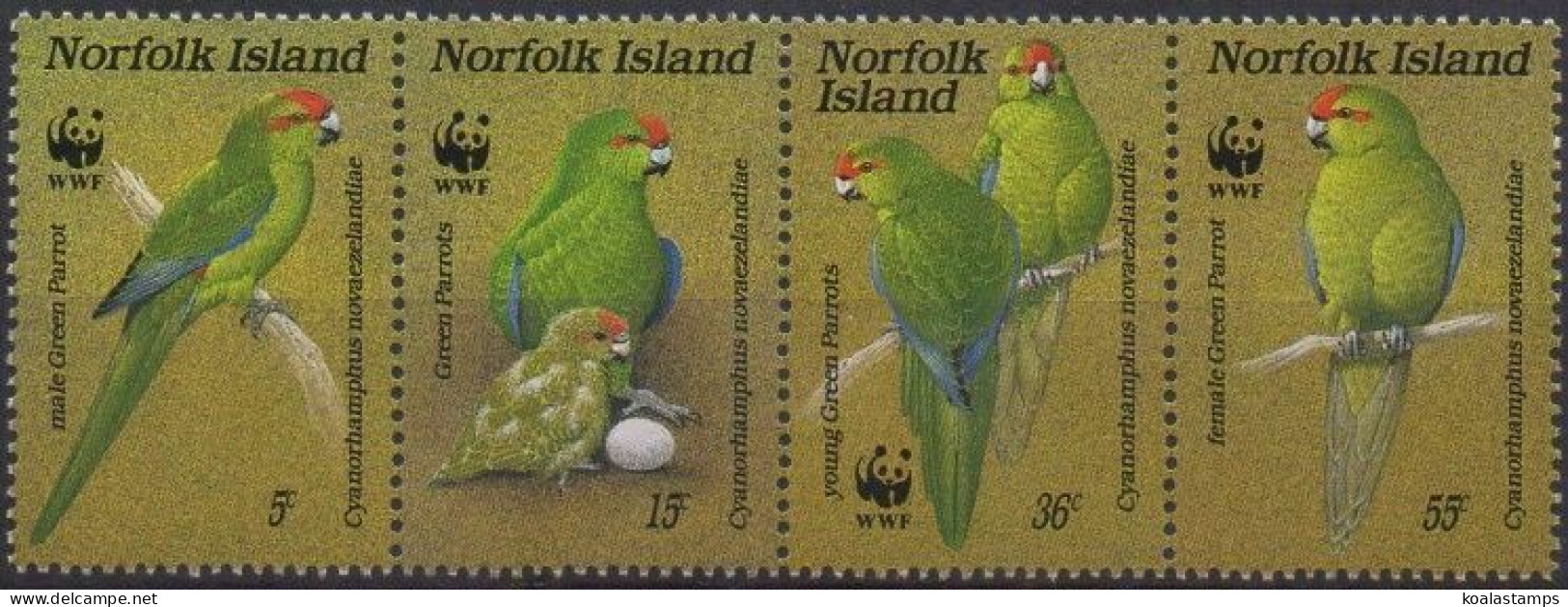 Norfolk Island 1987 SG425-428 Red-fronted Parakeet Strip Of 4 MNH - Isla Norfolk