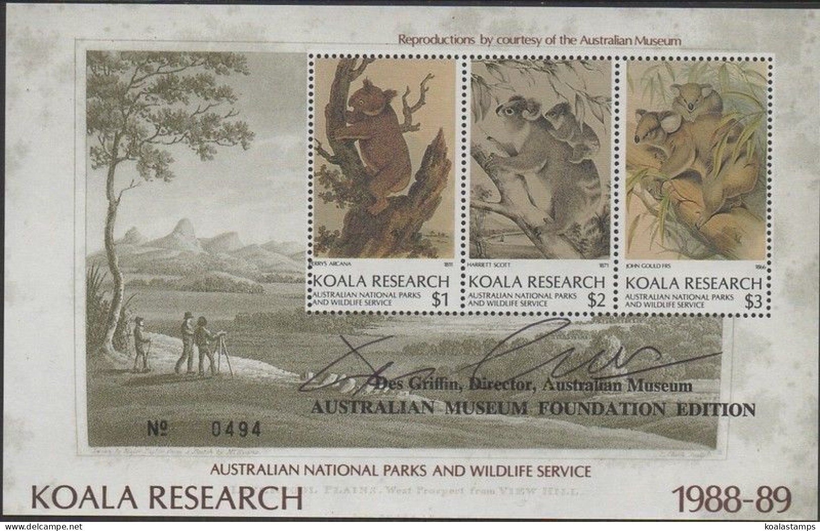 Australia Cinderella Koalas 1988-89 $6 Koala Research MS MNH - Cinderellas