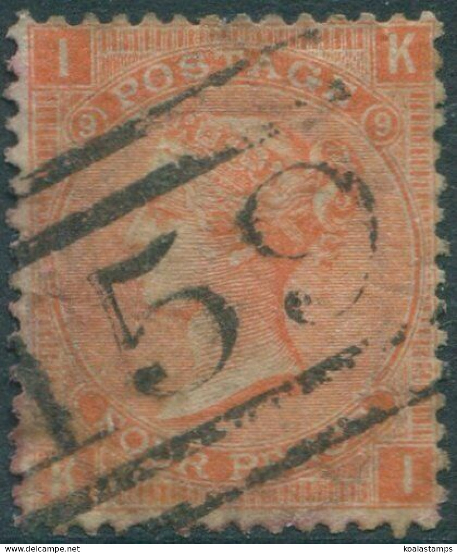 Great Britain 1865 SG94 4d Vermilion QV IKKI Plate 9 FU (amd) - Andere & Zonder Classificatie