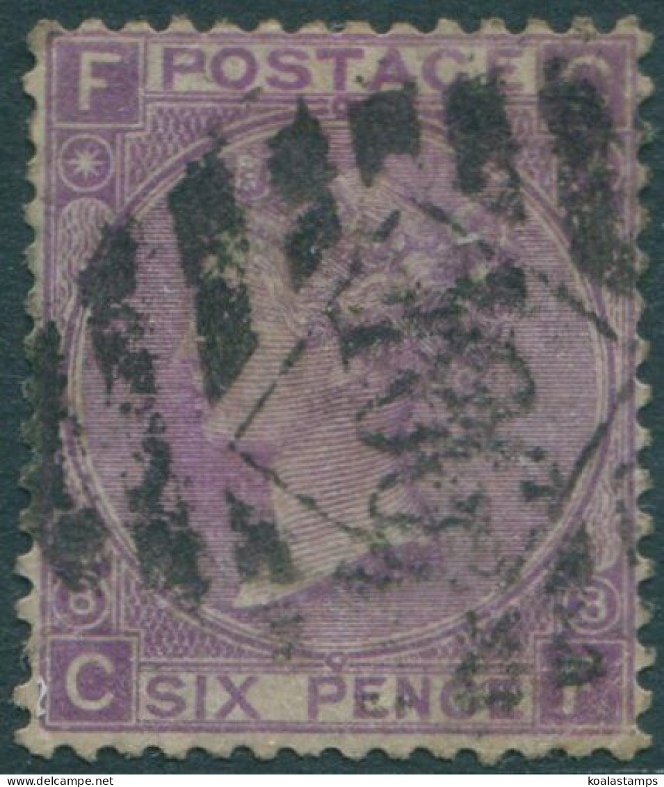 Great Britain 1867 SG109 6d Mauve QV FCCF Plate 8 No Hyphen FU (amd) - Other & Unclassified