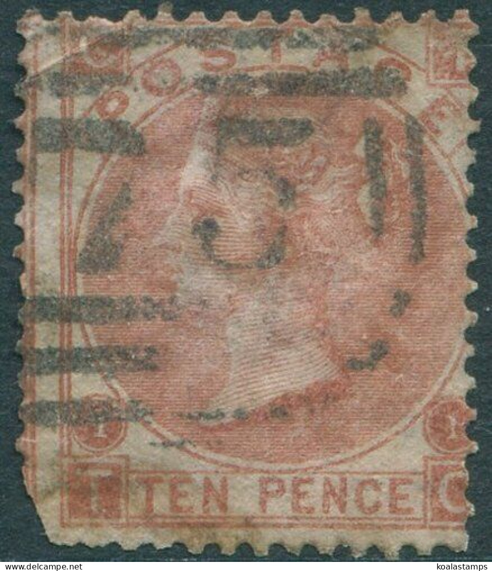 Great Britain 1867 SG112 10d Red-brown QV CTTC Plate 1 Short Corner FU (amd) - Other & Unclassified