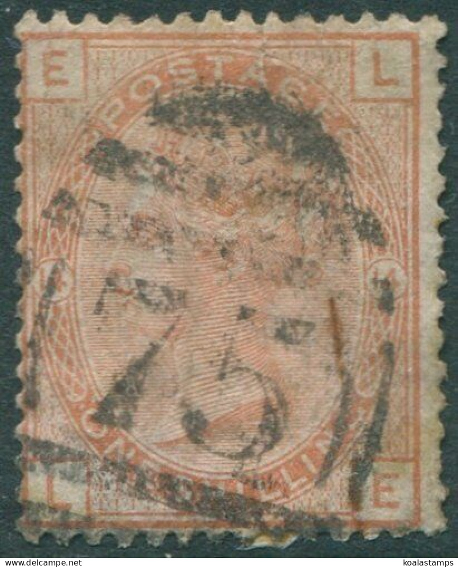 Great Britain 1881 SG163 1s Orange-brown QV ELLE Plate 14 Crownwmk Thin FU (amd) - Other & Unclassified