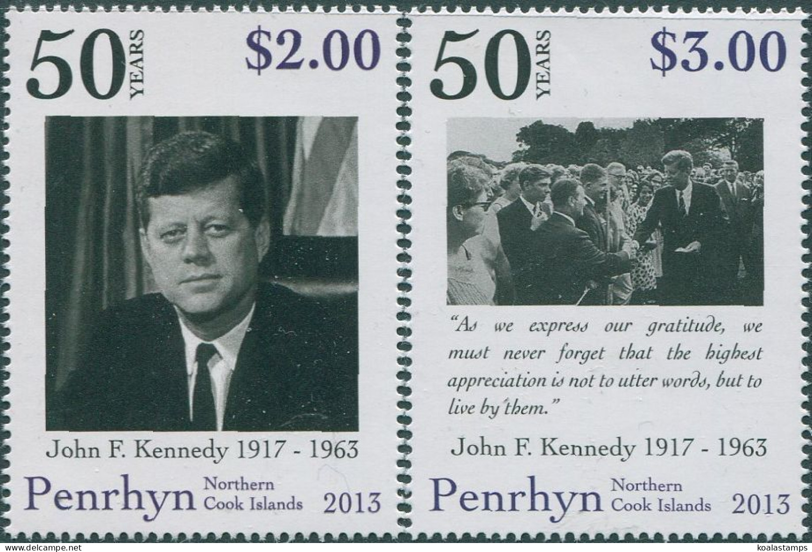 Cook Islands Penrhyn 2013 SG624-625 Kennedy Set MNH - Penrhyn