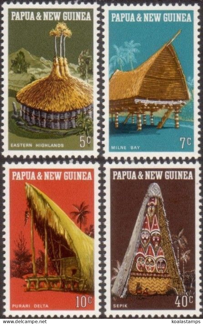 Papua New Guinea 1971 SG191-194 Native Dwellings Set MLH - Papouasie-Nouvelle-Guinée
