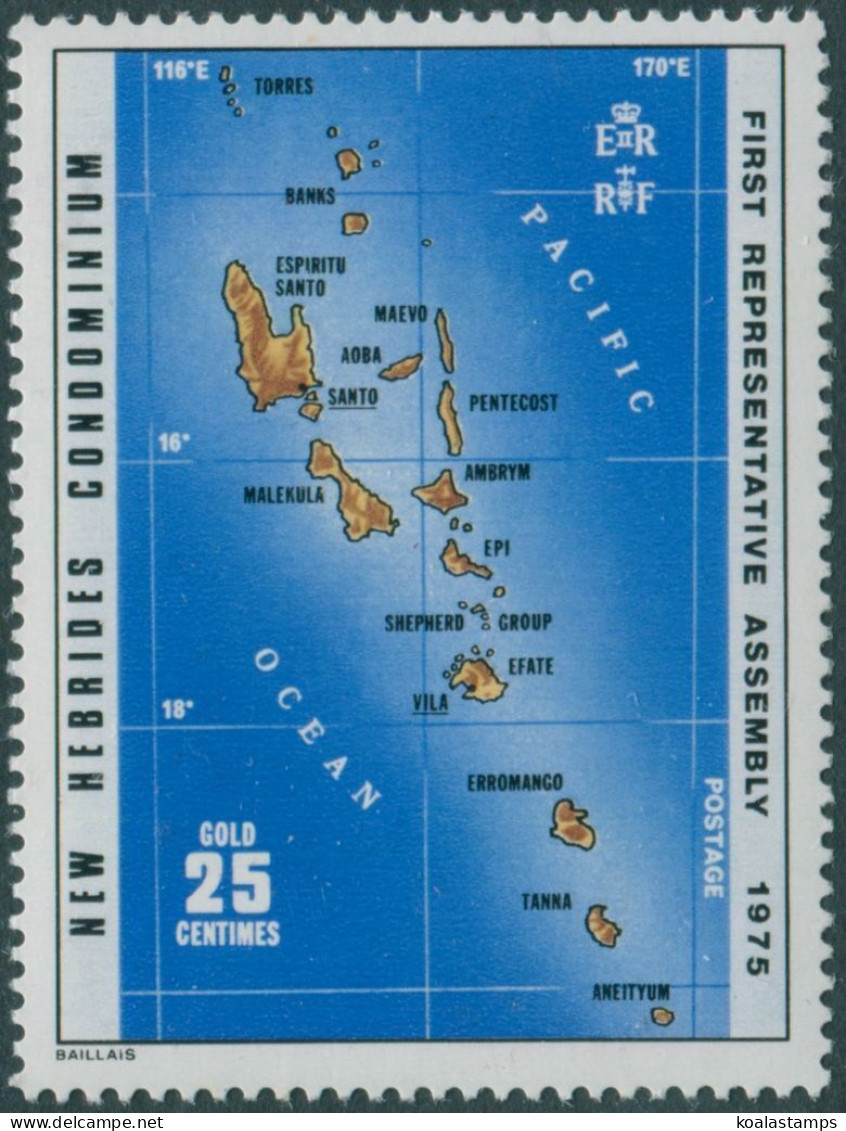 New Hebrides 1976 SG211 25c Map MNH - Andere & Zonder Classificatie