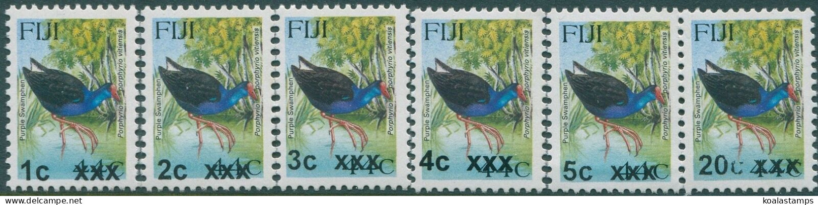 Fiji 2006 SGF1380-F1385 Purple Swamphen Surcharges On 44c MNH - Fiji (1970-...)