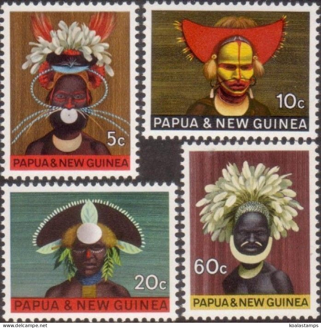 Papua New Guinea 1968 SG125-128 Head-dresses Set MLH - Papúa Nueva Guinea