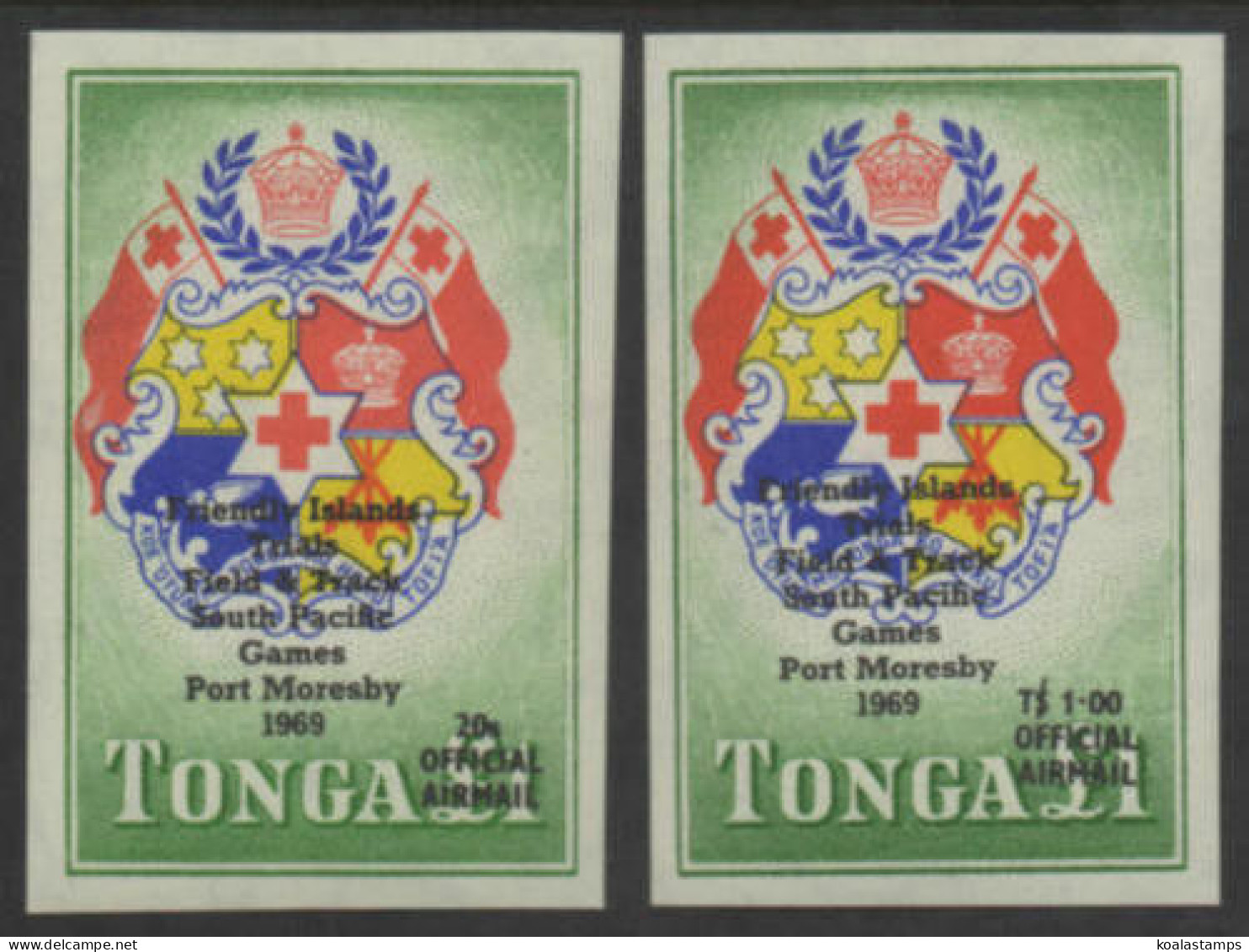 Tonga Official 1968 SGO33-O34 Field And Track Surcharges MLH - Tonga (1970-...)